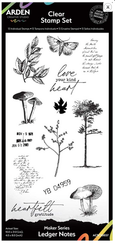 ARDEN CREATIVE STUDIO Clear Stamp Set | Maker Series | Ledger Notes