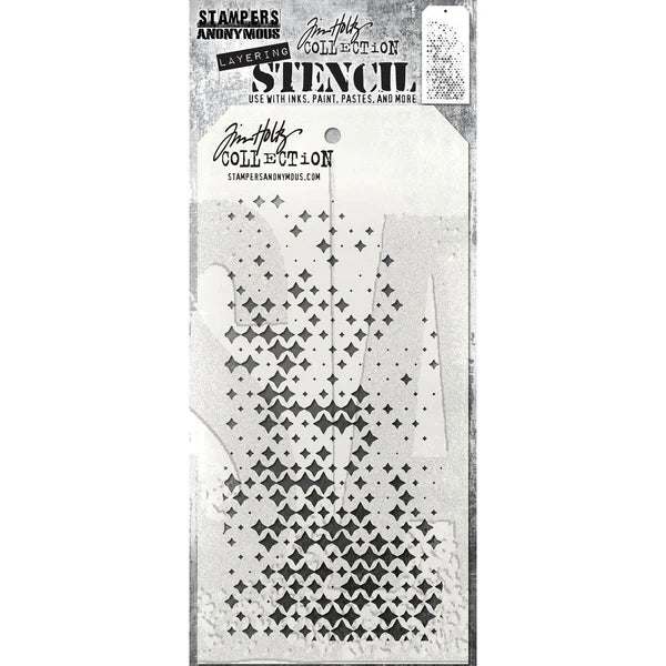 STAMPERS ANONYMOUS Tim Holtz | Layering Stencil | Sparkle Fade