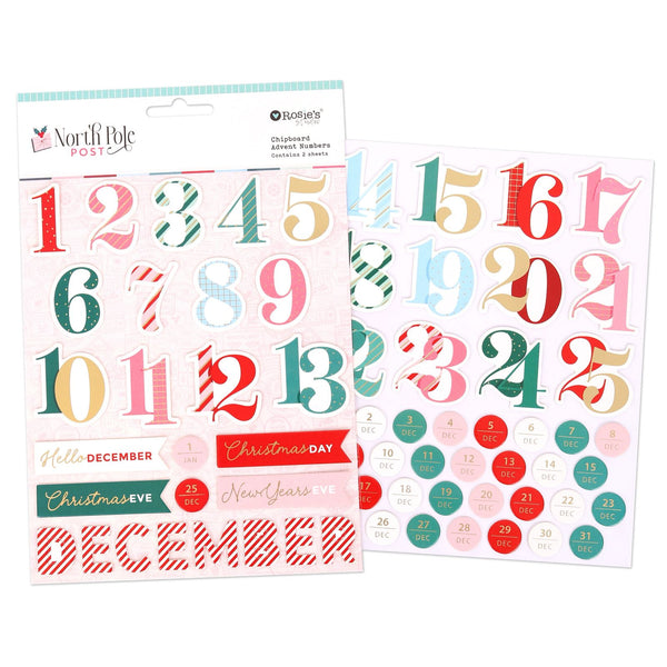 ROSIE'S STUDIO North Pole Post | Chipboard Advent Numbers