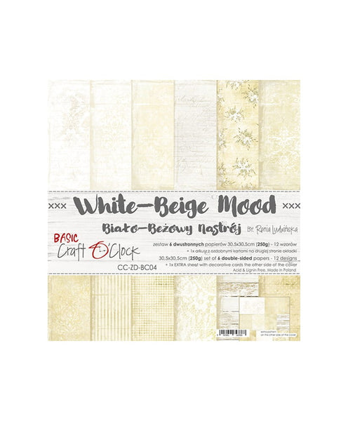 CRAFT O'CLOCK White-Beige Mood | Paper Pack | 12x12
