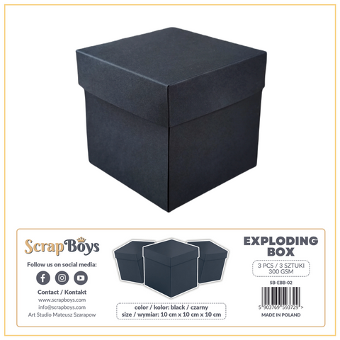 SCRAPBOYS Exploding Box | Black | 3 pack