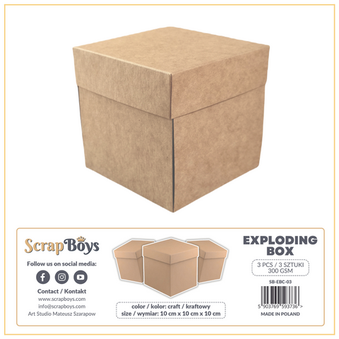 SCRAPBOYS Exploding Box | Kraft | 3 pack