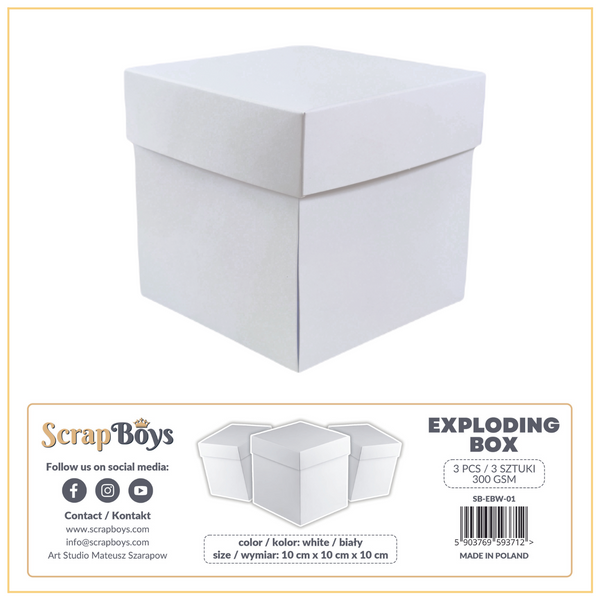 SCRAPBOYS Exploding Box | White | 3 pack