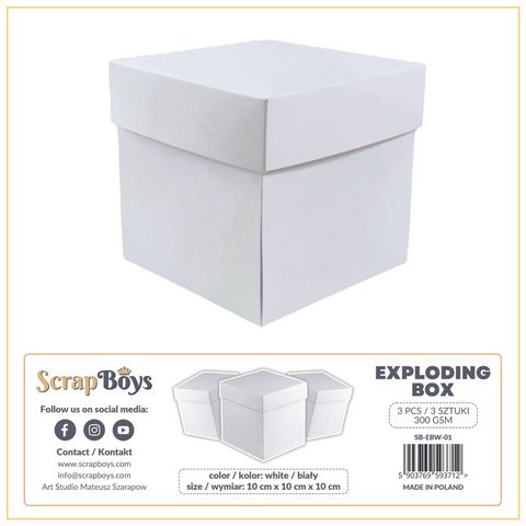 SCRAPBOYS Exploding Box | White | 3 pack