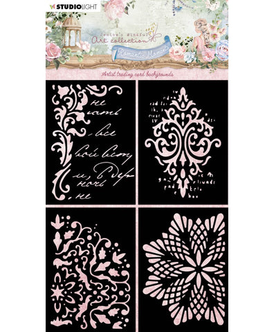 STUDIOLIGHT | Jenine's Mindful Art Mask | Artist Trading Card Backgrounds | Romantic Moments