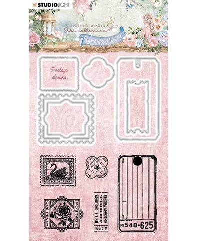 STUDIOLIGHT | Jenine's Mindful Art Stamp and Cutting Die Set | Romantic Moments | Postage Stamps