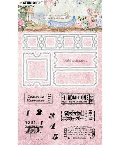 STUDIOLIGHT | Jenine's Mindful Art Stamp and Cutting Die Set | Romantic Moments |Ticket To Happiness