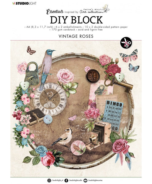 STUDIOLIGHT Essentials DIY Block | Vintage Roses | A4