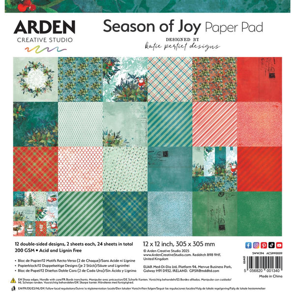 ARDEN CREATIVE STUDIO Season of Joy | Paper Pad | 12x12
