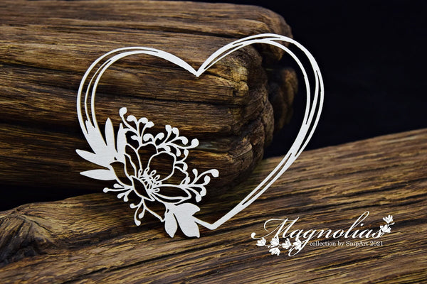 SNIPART Magnolias | Heart 2 | Chipboard