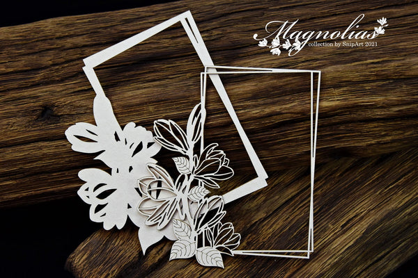 SNIPART Magnolias | Layered Frame | Rectangle | Chipboard
