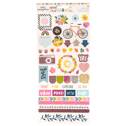 AMERICAN CRAFTS  Sticker | Slice of Life | 6x12 Stickers Glitter Accents