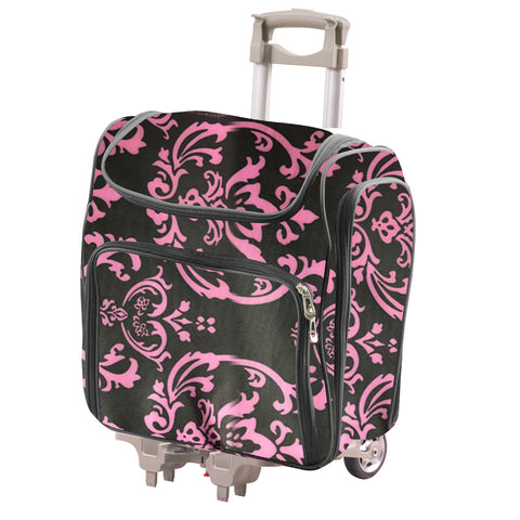 COUTURE CREATIONS Craft Rolling Travel Trolley - Pink Damask