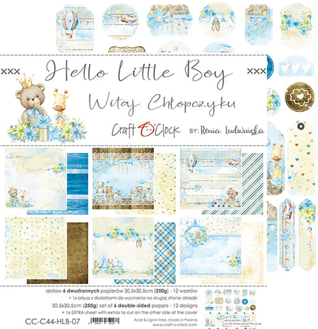 CRAFT O'CLOCK Hello Little Boy | Paper Pad | 12 x 12