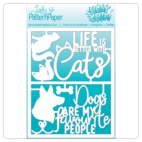 LADY PATTERN PAPER | HOLY CHIP | Pawfect | Cats & Dogs Chipboard Set