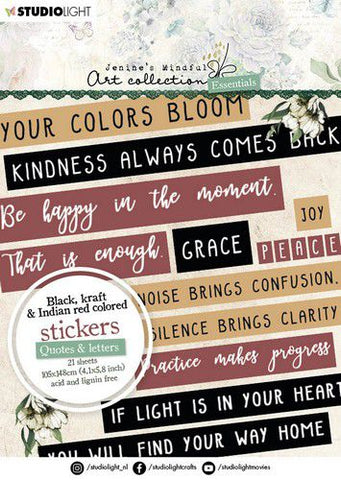 STUDIOLIGHT | Jenine's Mindful Art | Black Kraft & Indian Red Stickers | Quotes and Letters