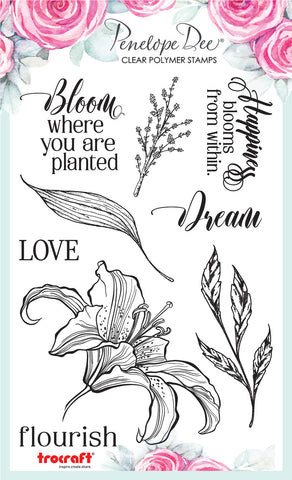 PENELOPE DEE - Fleure Flourish - Clear Polymer Stamp Set