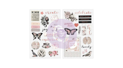 PRIMA - Amelia Rose - Pink Roses Chipboard Stickers