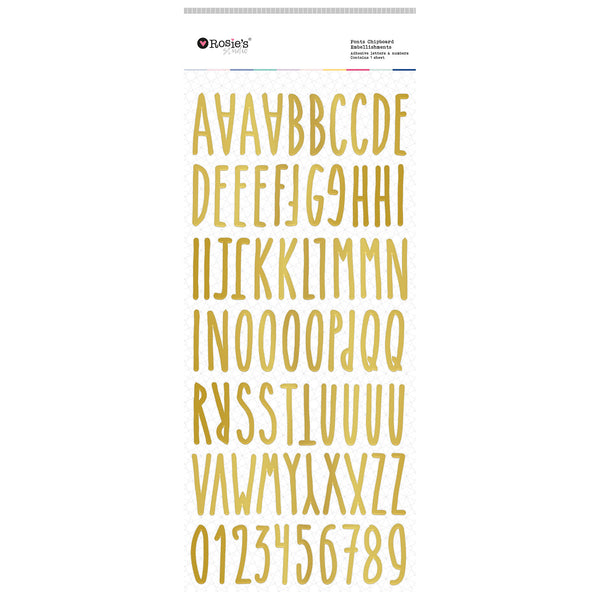 ROSIE'S STUDIO Alphabet | Foiled Chipboard | Gold