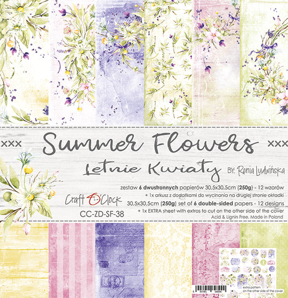 CRAFT O'CLOCK Summer Flowers | Paper Pack | 12 x 12