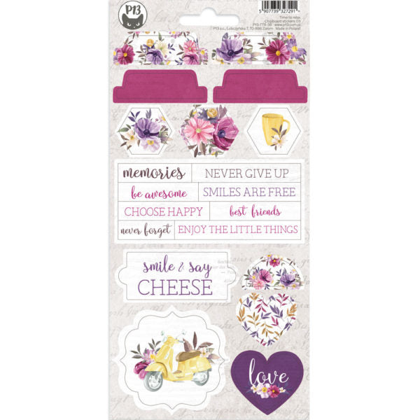 P13 Time to Relax | Chipboard Sticker Sheet
