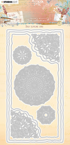 STUDIOLIGHT | Jenine's Mindful Art | Doily Slimline Card Cutting Die | Write Your Story