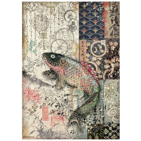 STAMPERIA Rice Paper | Mechanical Fish | A4 | Sir Vagabond in Japan