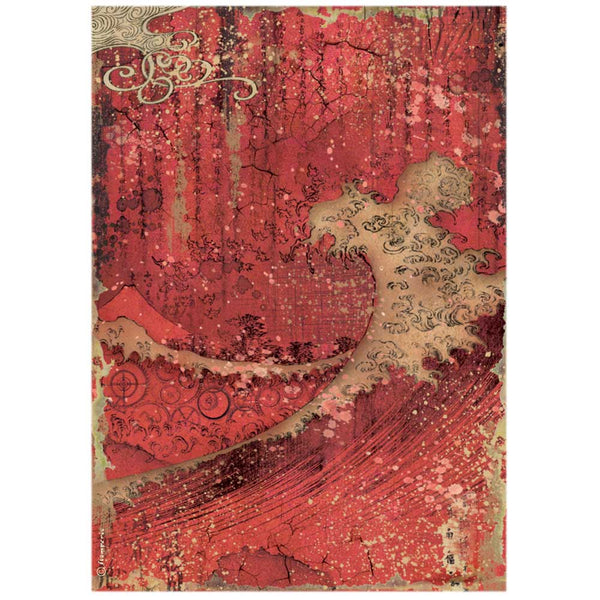 STAMPERIA Rice Paper | Red Texture | A4 | Sir Vagabond in Japan