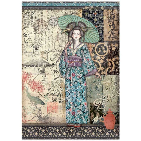 STAMPERIA Rice Paper | Lady | A4 | Sir Vagabond in Japan