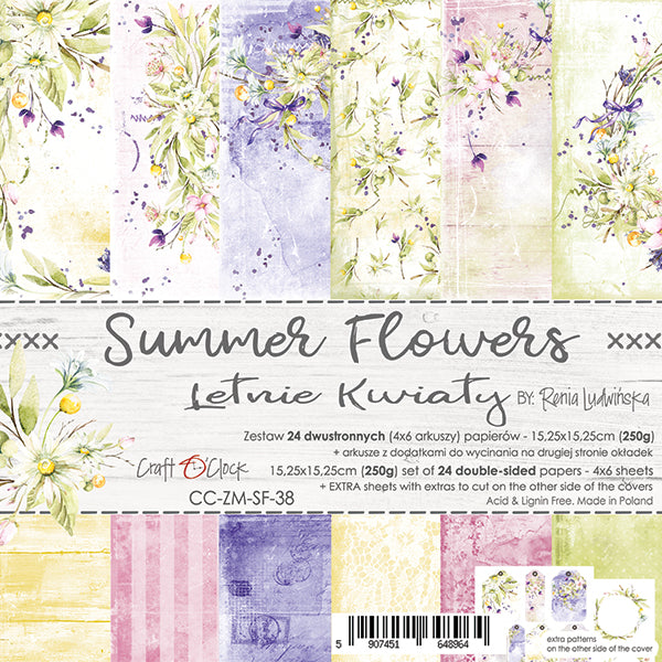 CRAFT O'CLOCK Summer Flowers | Paper Pad | 6 x 6